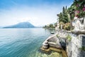 View of Lake Como from the botanical garden of Villa Monastero, Varenna, Italy Royalty Free Stock Photo