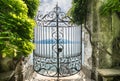 View of Lake Como from the botanical garden of Villa Monastero, Varenna, Italy Royalty Free Stock Photo