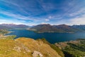 Panorama of upper Lake Como, looking north, from Musso. Royalty Free Stock Photo