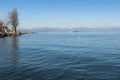 View from a Lake Garda beach during winter, from Peschiera del G Royalty Free Stock Photo