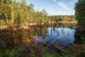 View of lake in geo park in Leknica Royalty Free Stock Photo