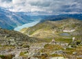 View of lake gjende from the famous Besseggen hiking trail, Norway