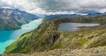 View lake gjende from the famous Besseggen hiking trail, Norway