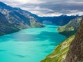 View lake gjende from the famous Besseggen hiking trail, Norway