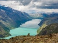 View lake gjende from the famous Besseggen hiking trail, Norway