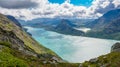 View lake gjende from the famous Besseggen hiking trail, Norway