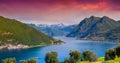 View of the Lake Iseo, colorful sunny morning.