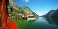 View of the lake of KÃÂ¶nigsee with st Bartholoma church, Berchtesgaden National Park, Germany Royalty Free Stock Photo