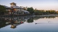 Springfield Lakes, Ipswich City, Australia - Tuesday 24th July, 2018: View of the lake and local business in Springfield Lakes