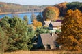 A view of Lake Lubowo in the village of Zagorze in Poland Royalty Free Stock Photo