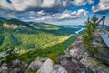 View of Lake Lure and surrounding mountains from Chimney Rock St Royalty Free Stock Photo