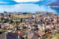 View of lake Maggiore with Maccagno, Luino, Italy Royalty Free Stock Photo