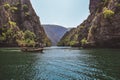 View of the lake in the Matka canyon in the vicinity of Skopje, Republic of North Macedonia Royalty Free Stock Photo