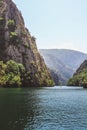 View of the lake in the Matka canyon in the vicinity of Skopje, Republic of North Macedonia Royalty Free Stock Photo