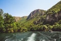 View of the lake in the Matka canyon in the vicinity of Skopje, Republic of North Macedonia Royalty Free Stock Photo