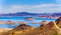 View of Lake Mead from the Historic Railroad Hiking Trail near the Hoover Dam Royalty Free Stock Photo