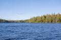 View of Lake Meiko area in spring, rocks, pine trees and lake, Kirkkonummi, Finland