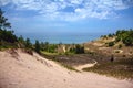 View of Lake Michigan over the dunes at Indiana Dunes National Park Royalty Free Stock Photo