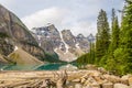 View at the Lake Moraine in Canadian Rocky Mountains near Banff Royalty Free Stock Photo