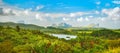 View of a lake and mountains. Mauritius. Panorama Royalty Free Stock Photo
