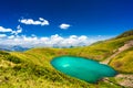 View on lake Oreti in the caucasian mountains in Tusheti, Georgia Royalty Free Stock Photo