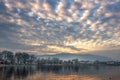 View of lake Pamvotis in Ioannina city at sunset. Greece Royalty Free Stock Photo