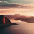 View of Lake Powell during sunset