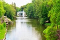 View of lake with Snake Fountain and Flora Pavilion in Sofiyivka park in Uman, Ukraine Royalty Free Stock Photo