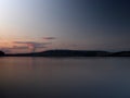 View of the lake after sunset, moonrise