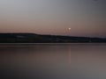 View of the lake after sunset, moonrise