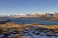 View of Lake Tekapo in Winter from Mount John observatory Royalty Free Stock Photo