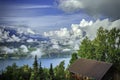 GView of Lake Thun and Bernese Alps including Jungfrau, Eiger and Monch peaks from the top of Niederhorn in summer, Switzerland Royalty Free Stock Photo