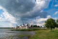 View from lake to Kirillo-Belozersky monastery. Monastery of the Russian Orthodox Church, located within the city of Kirillov, Royalty Free Stock Photo