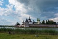 View from lake to Kirillo-Belozersky monastery. Monastery of the Russian Orthodox Church, located within the city of Kirillov, Royalty Free Stock Photo