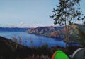 view of lake toba from the top of the hill Royalty Free Stock Photo