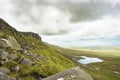 View of the lake from the top of Cuilcagh mountain Royalty Free Stock Photo