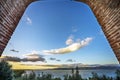 View of Lake Trasimeno from the Borgo d`Italia in Castiglione del Lago Italy Royalty Free Stock Photo