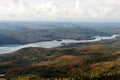 View of the Lake Tremblant and autumn forest from top of Mont Tremblant Royalty Free Stock Photo