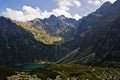 View of the lake in the valley of the eye and the Black Sea pond in Polish mountains, Tatras Royalty Free Stock Photo