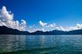 View on lake Walchensee and the alps in the background in Bavaria Royalty Free Stock Photo