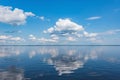 View of the lake at windless weather