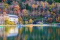 View of Lake Yunoko in autumn season, Nikko, Tochigi,Japan Royalty Free Stock Photo