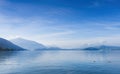 View of Lake Zugersee in the Swiss town of Zug.