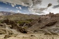 View of Lamayuru monastery Beautiful aerial Royalty Free Stock Photo