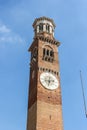 View of Lamberti tower Torre dei Lamberti in sunny day Royalty Free Stock Photo