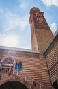 View of Lamberti Tower in Verona, Veneto, Italy, Europe, World Heritage Site Royalty Free Stock Photo