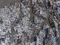 View landfill bird's-eye view. Landfill for waste storage. View