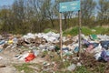 A view of the landfill. Garbage dump. A pile of plastic rubbish, food waste and other rubbish. Pollution concept. A sea of garbage