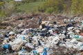 A view of the landfill. Garbage dump. A pile of plastic rubbish, food waste and other rubbish. Pollution concept. A sea of garbage Royalty Free Stock Photo