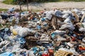 A view of the landfill. Garbage dump. A pile of plastic rubbish, food waste and other rubbish. Pollution concept. A sea of garbage Royalty Free Stock Photo